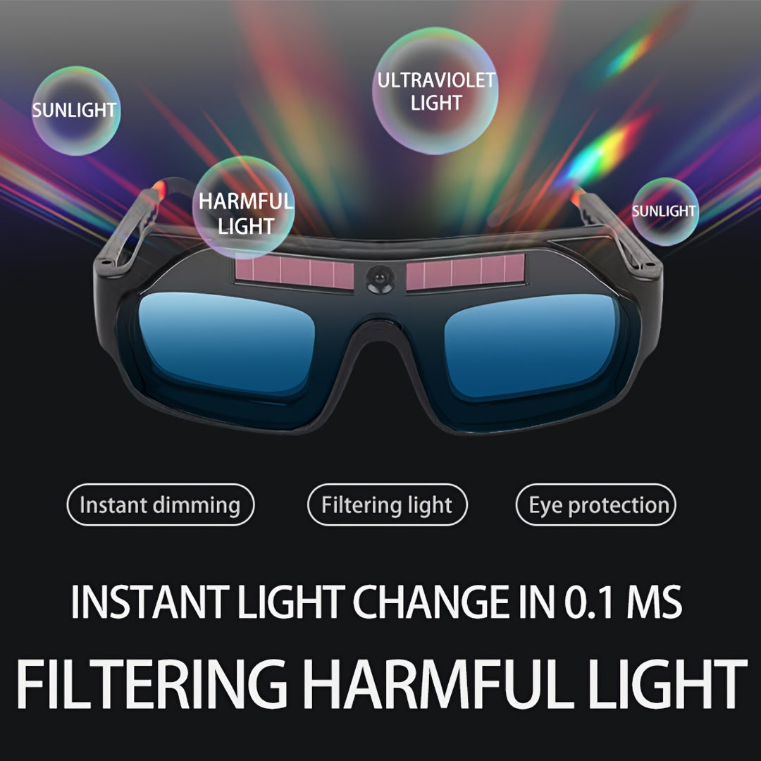 Auto-Darkening Welding Goggles True Color Lens Anti-Glare Safety Welding Glasses for TIG MIG MMA Plasma Lightweight Photochromic Welder Glasses with Flame-Retardant Frame & Elastic Headband