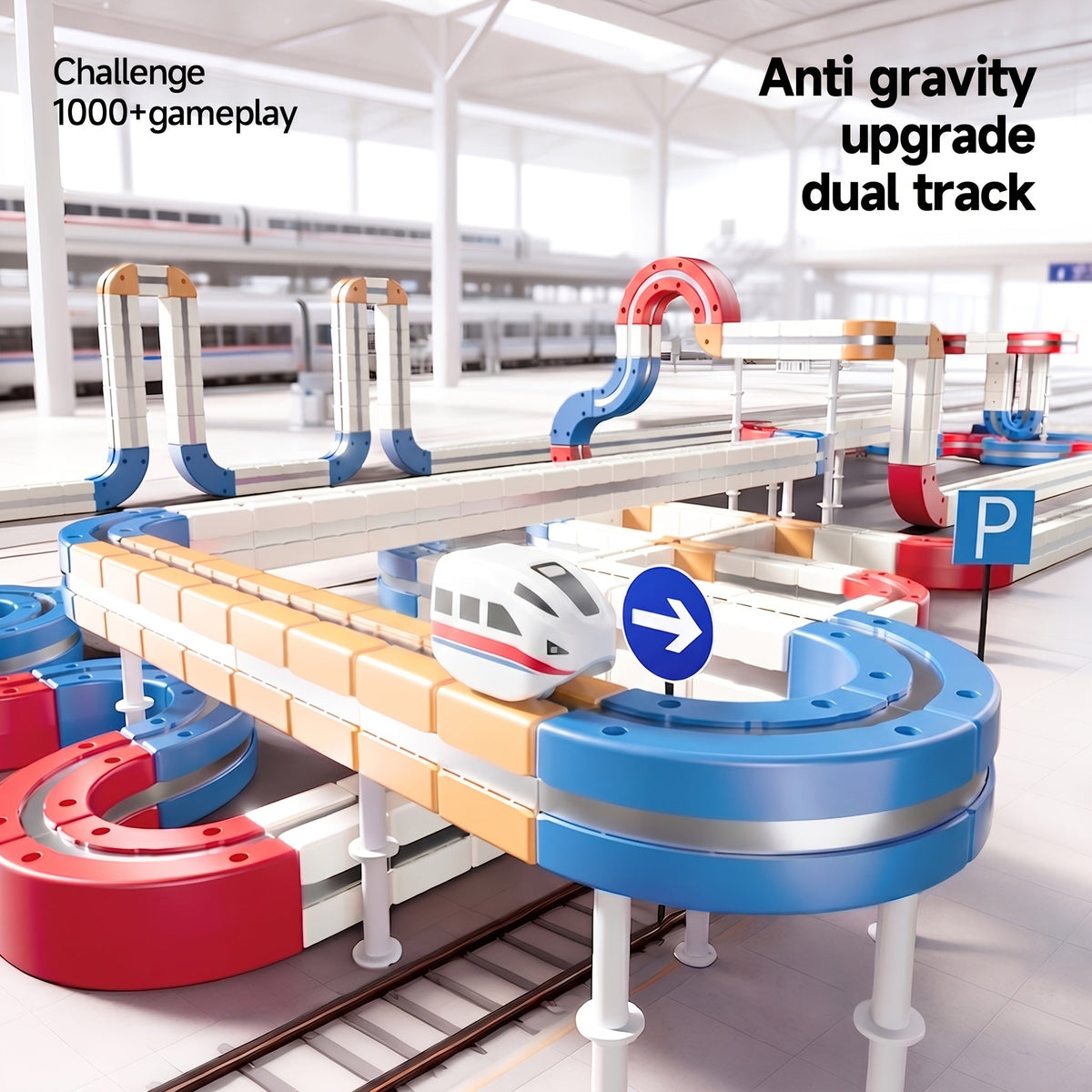 151pcs Double-Sided 3D Gravity-Defying Race Track Set with 2 Cars - Flexible Modular Building Kit, STEM Educational Toy for Kids, Loop Track Infinity Cube | Best Birthday Christmas Gift for Boys Girls