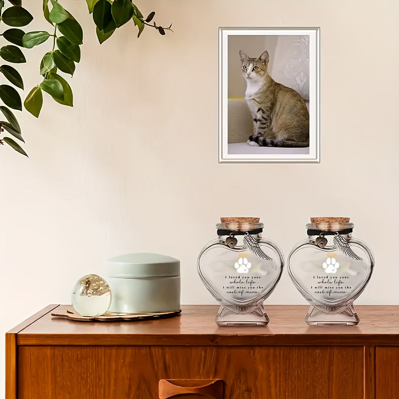 Pet Hair Keepsake Bottle with Cork Stopper - Glass Dog & Cat Fur Memorial Jar, Pet Hair Preservation Memento Bottle, Meaningful Sympathy Gift for Pet Loss, Unique Pet Memorial Keepsake for Cat & Dog Owners