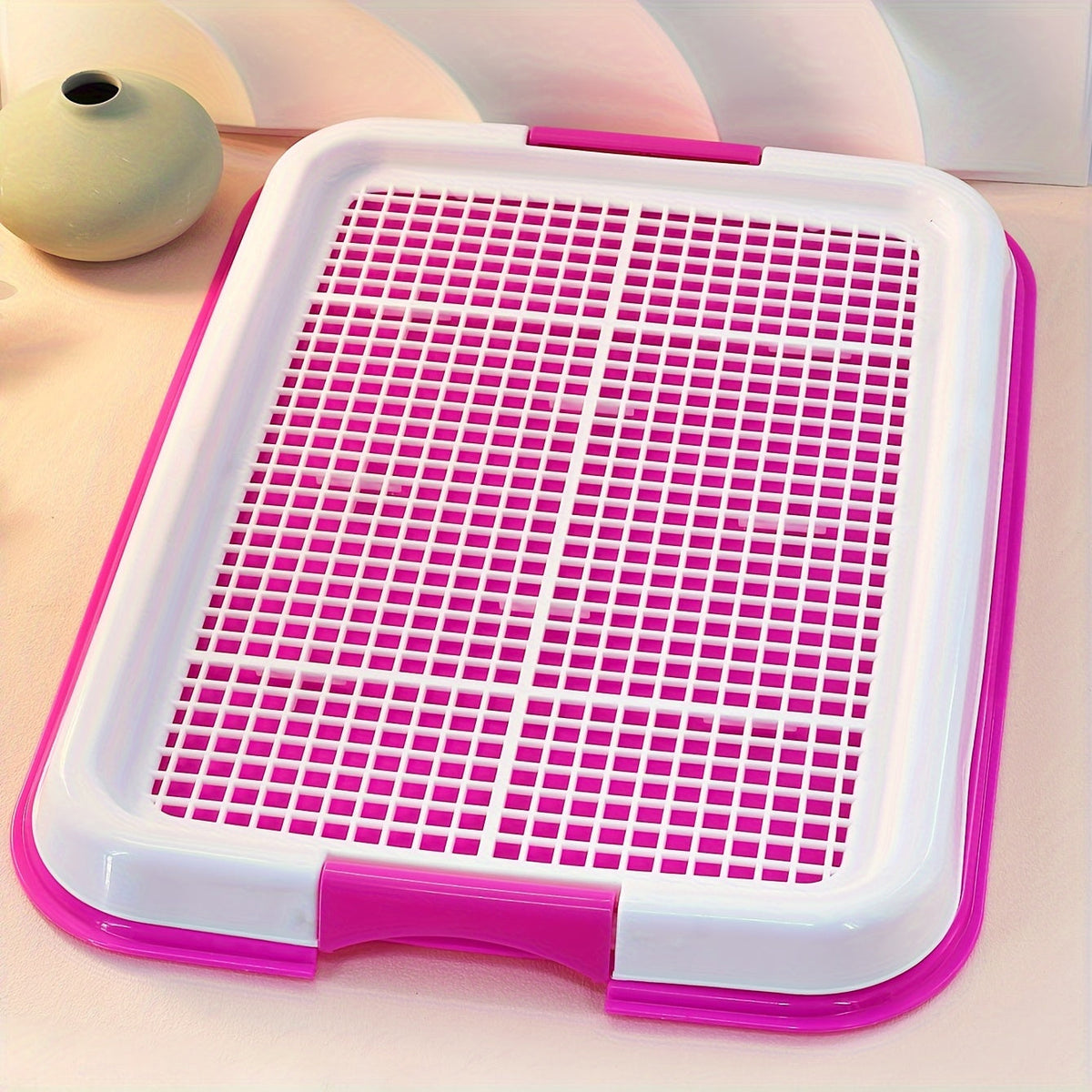 Small Dog Indoor Toilet with Hollow Anti-Step Grid – Clean Easy-Drain Litter Box Potty Tray for Small Breed Dogs, Puppies & Teddy Dogs, Indoor Pet Bathroom Training Solution