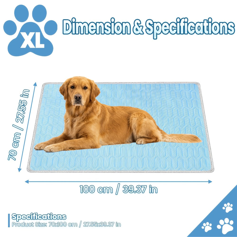 2026 Upgraded Summer Pet Cooling Mat - Ice-Cool Sweat Absorbent Sleeping Pad for Cats & Dogs, Keeps Pets Cool All Summer, 3 Sizes M/L/XL for Small Medium & Large Pets (Blue)