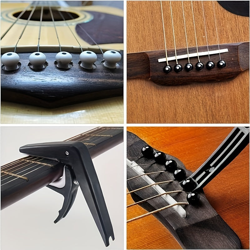 64-Piece Guitar Accessories Kit for Beginners – Includes 3 Sets of Strings, Capo, Clip-On Tuner, Picks, Finger Guards, Bridge Pins, Nut & Saddle, 3-in-1 String Winder Tool & Storage Bag