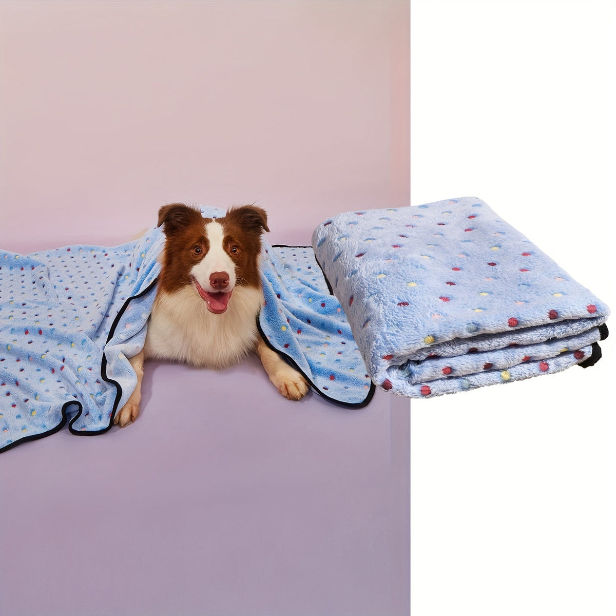 Ultra-Soft Pet Blanket for Dogs and Cats - Warm Cozy Polka Dot Pattern Fleece Blanket with Black Border for Puppy Kitten Small Medium Large Pets, 3 Colors & 3 Sizes S M L