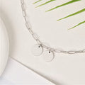 Personalized Pet Portrait Necklace - Paper Clip Chain Double Circle Pendant Engraved with Pet Portrait & Name, Custom Memorial Gift for Pet Lovers & Gift for Her, All-Season Wearable (Silver or Gold)