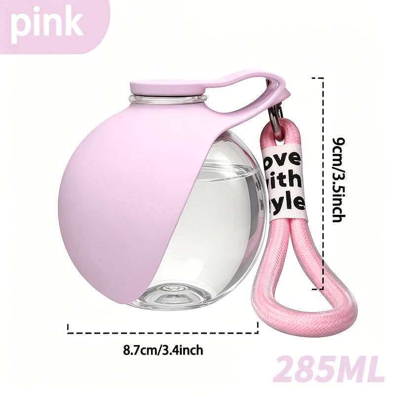 Portable Pet Water Bottle with Anti-Drop Lanyard – Leak-Proof Spherical Transparent Travel Drinking Bottle for Dogs & Cats, Aesthetic Sea Salt Blue Design, Lightweight Outdoor Hydration Accessory