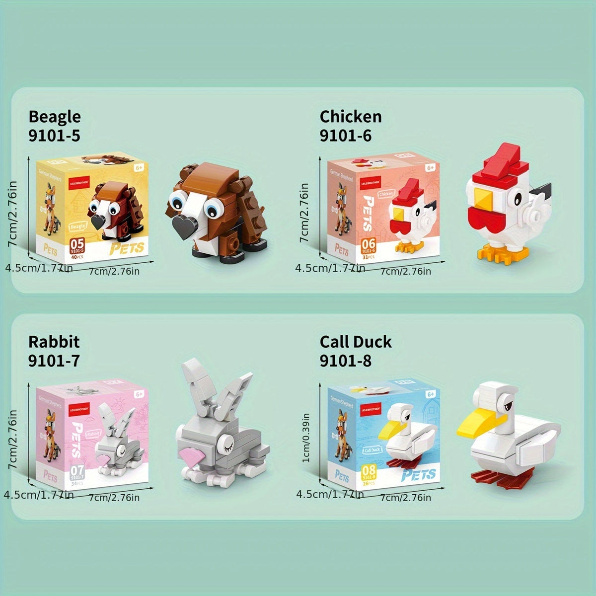 10-in-1 Mini Cute Pet Series Building Block Set – STEM Assembly Toy, 10 Small Models or 1 Large, Kids Gift for Birthday Christmas Halloween Thanksgiving, Desktop Ornament