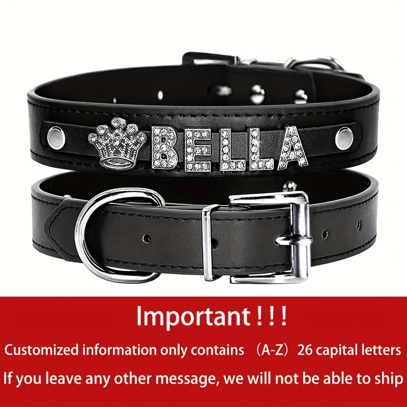 Personalized PU Leather Dog Collar with Pendant Tag - Custom ID Collar for Small Medium Large Dogs Cats XS S M L 8 Colors Stylish Pet Accessory Gift White Black Pink Blue Purple