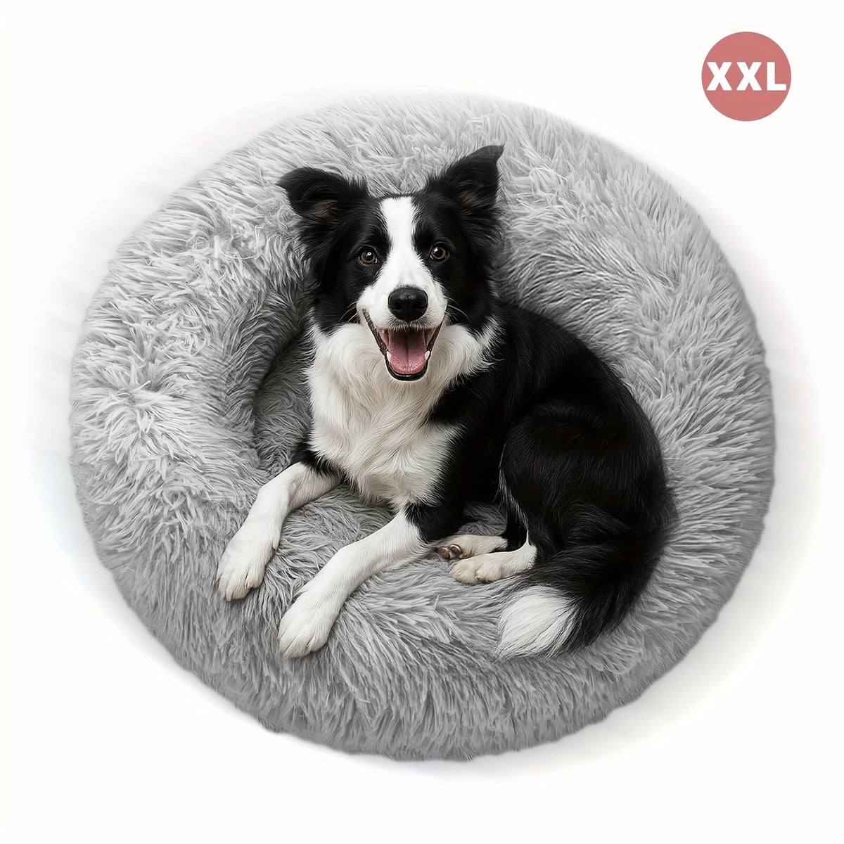 Donut Dog Bed & Cat Bed Soft Faux Fur Plush Round Pet Cushion - Warm Fluffy Calming Dog Crate Mat for Small Medium Large Dogs & Cats, Multiple Sizes 15"-31"
