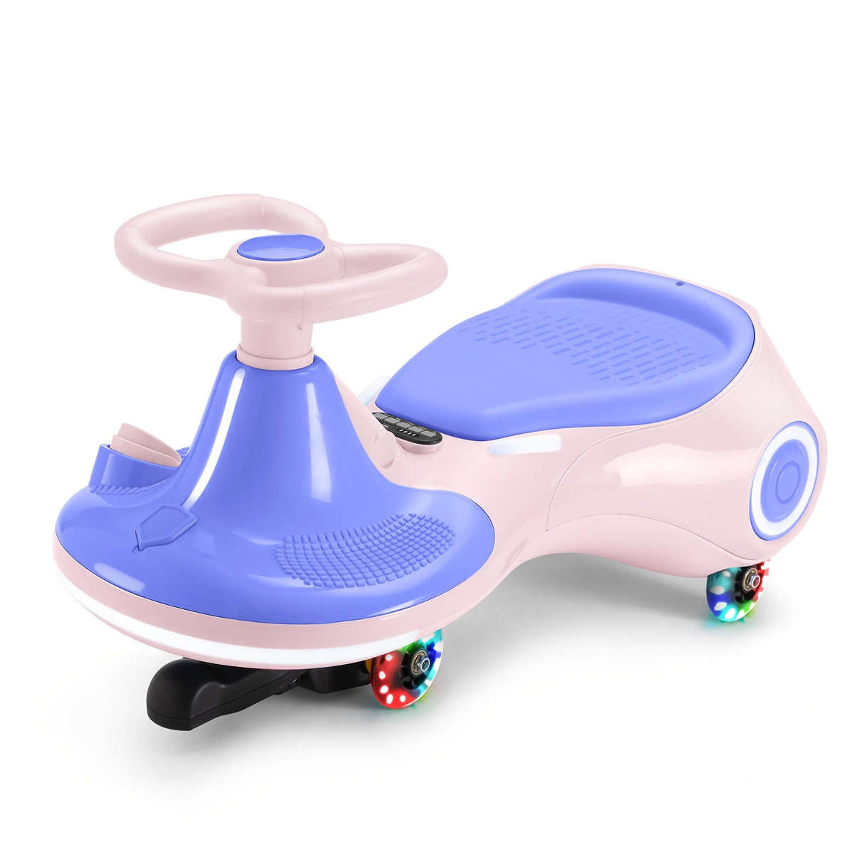 2-in-1 Rechargeable Ride-On Wiggle Car Pedal-Operated Swing Toy 2 Speeds Anti-Rollover Flashing Wheels 130 Lbs Capacity Kids Ages 3 and Up Birthday Christmas Halloween Gift Purple Yellow Red