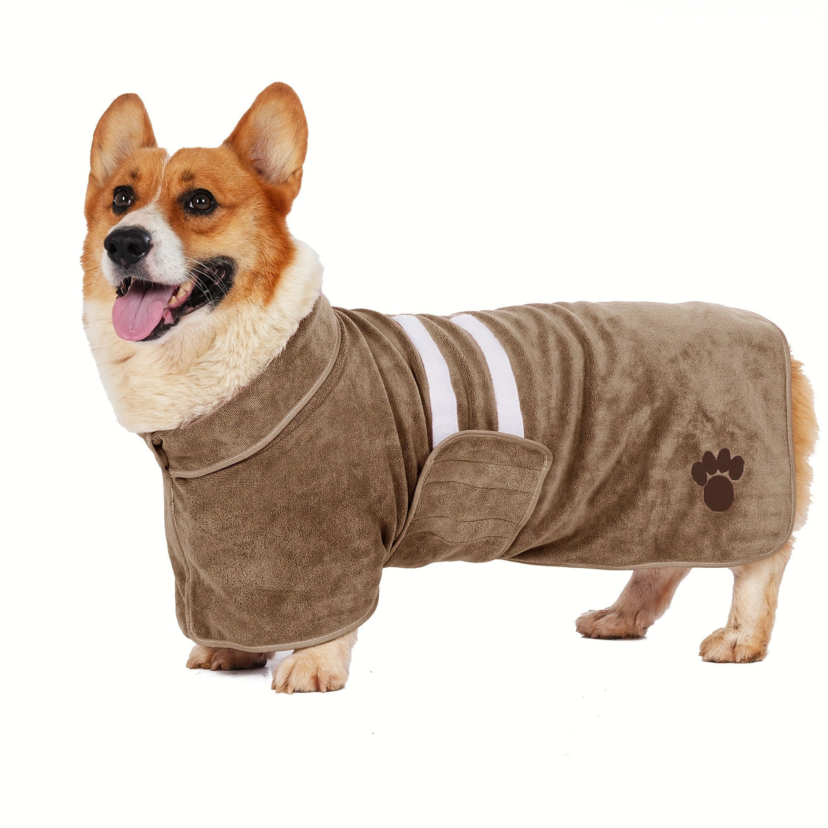 Quick-Dry Pet Bathrobe for Dogs & Cats – Absorbent Microfiber Towel Coat with Embroidered Detail, Hands-Free Drying Robe for Medium & Large Dogs After Bath, Swimming & Rain