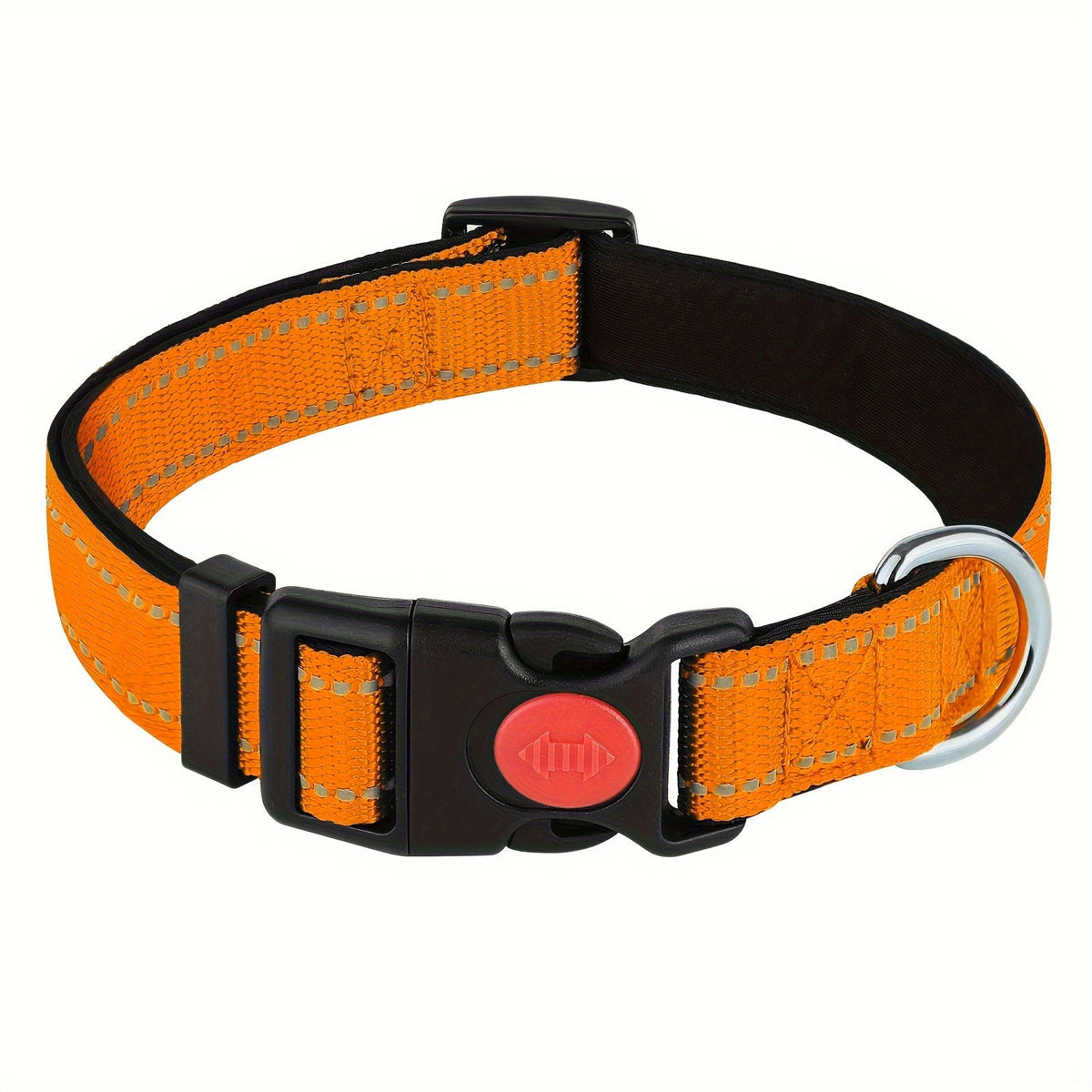 Reflective Dog Collar with Safety Locking Buckle - Adjustable Soft Neoprene Padded Breathable Nylon Pet Collar for Small Medium Large Dogs, Night Visibility Safety Collar