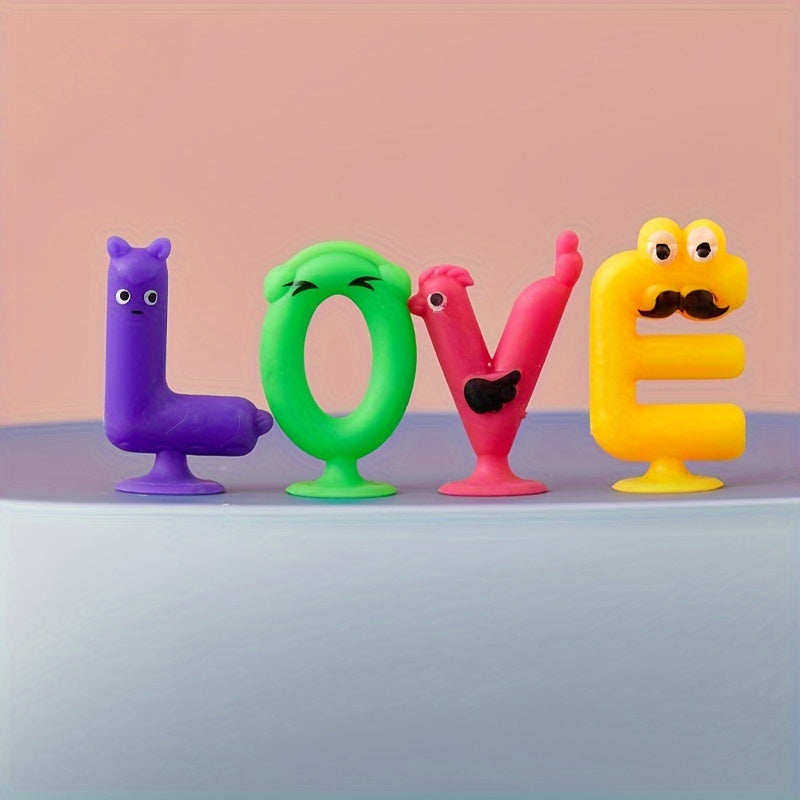 26 Piece Multicolor Rubber Alphabet Letters with Suction Cups Educational Spelling Learning Toy ABC Letter Game for Toddlers Kids Bath Toy Wall Toy Birthday Christmas Gift