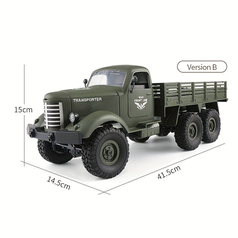 1/12 Scale RC Military Truck 6x6 All-Terrain Crawler with Metal Frame & Dual Differential – Remote Control Heavy Duty Army Truck for Boys, Kids Christmas Gift & Room Decor