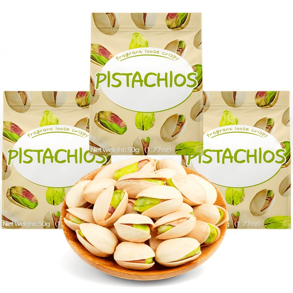 Natural Shell-On Pistachios Individually Wrapped Snack Bags 3 Pack x 5.3oz Ready-to-Eat Protein Snack Gluten-Free Vegan