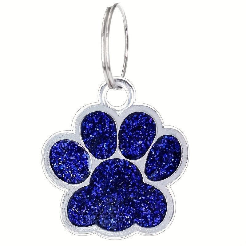 Custom Laser Engraved Dog Tag - Personalized Pet ID Plate with Cat Paw Design, Durable Fade-Resistant ID Tag for Dogs & Cats, 7 Color Options (Silver, Black, Purple, Pink, Red, Blue, Lake Blue)
