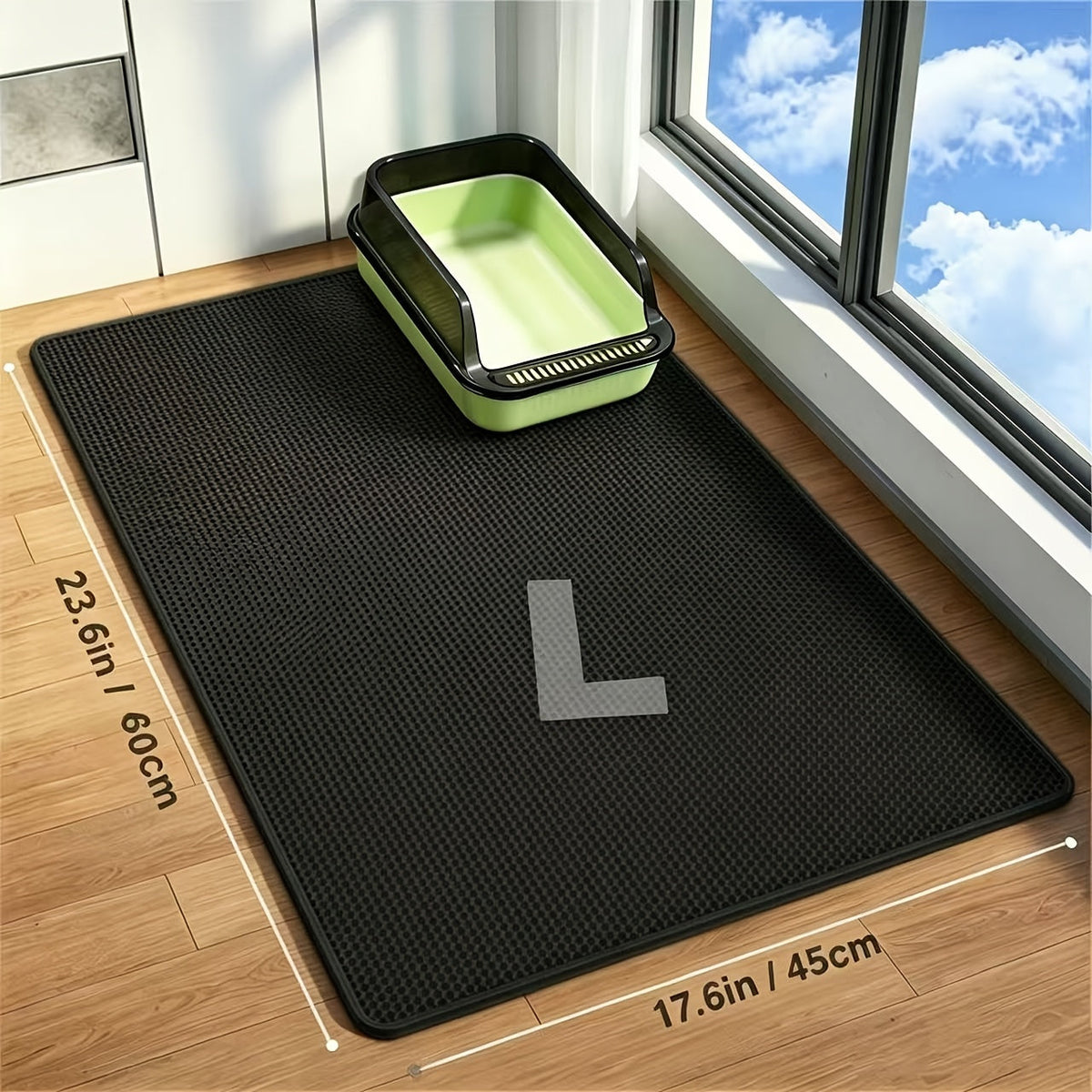 Extra Large Double-Layer Cat Litter Mat – Splash-Proof Leak-Proof EVA Non-Slip Washable Odor-Proof Scatter Control Litter Trapping Mat for Cat Litter Box, Easy to Clean Floor Protector for Cats