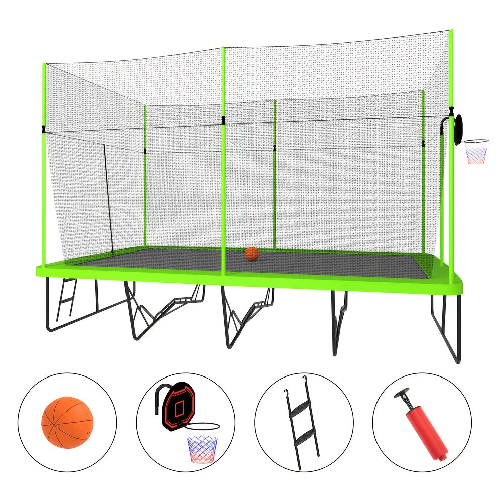 10 x 17 FT Rectangular Trampoline with Enclosure Net – ASTM F2225 Certified, 352 lb Capacity, Reinforced Welded Base, Superior Bounce for Family Gymnastics & Athletic Training
