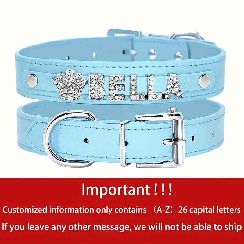 Personalized PU Leather Dog Collar with Pendant Tag - Custom ID Collar for Small Medium Large Dogs Cats XS S M L 8 Colors Stylish Pet Accessory Gift White Black Pink Blue Purple