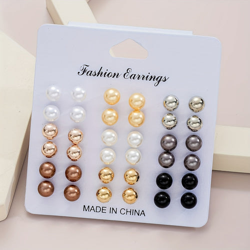114pcs Imitation Pearl & Rhinestone Earring Set for Women – Gold Stud, Drop & Dangle Styles, Stainless Steel Posts, Elegant Jewelry Collection for Everyday, Parties, Dates & Vacations
