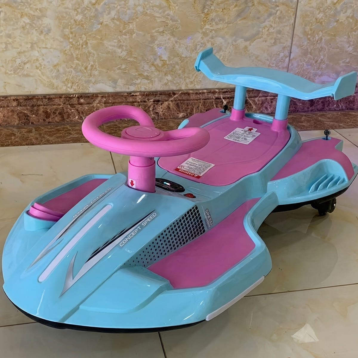 12V Electric Rocking Car for Kids - 2-in-1 Ride-On & Rocking Toy with Foot Pedal, Dual Speed, Water Spray, Flashing Lights, Music & Anti-Tip Design | Boys & Girls Ages 3+ | Max 5MPH