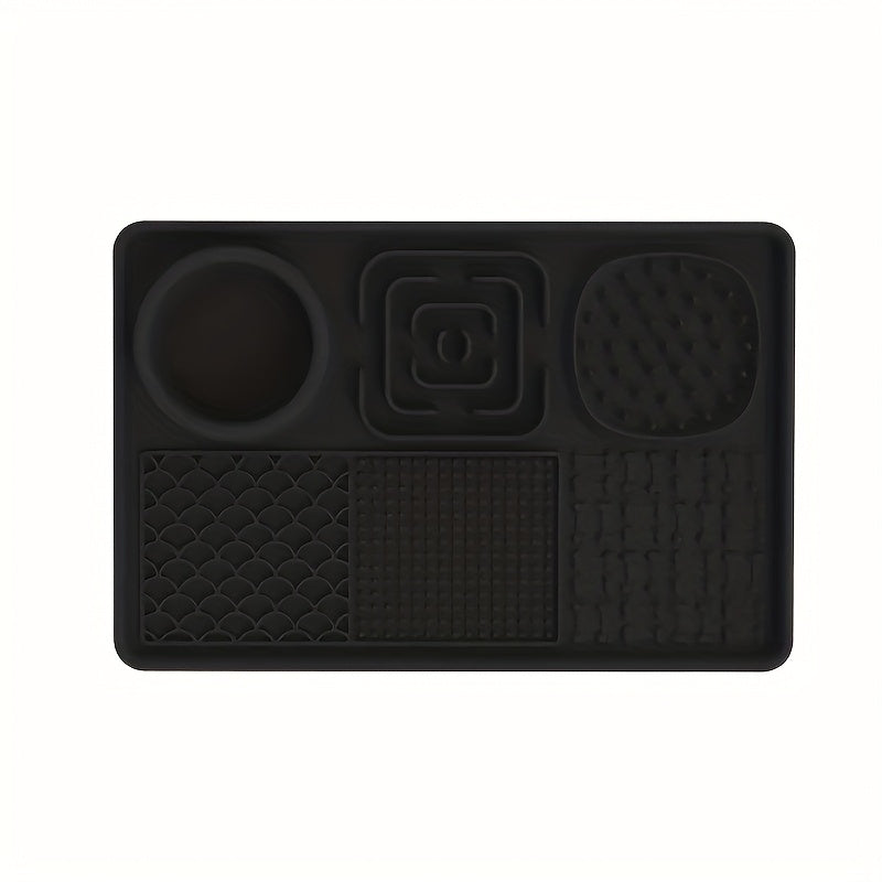 6-in-1 Pet Slow Feeder Lick Mat with Powerful Suction Cup Multifunctional Anxiety Relief Lick Pad for Dogs and Cats Promotes Healthy Eating Grooming Bath Aid