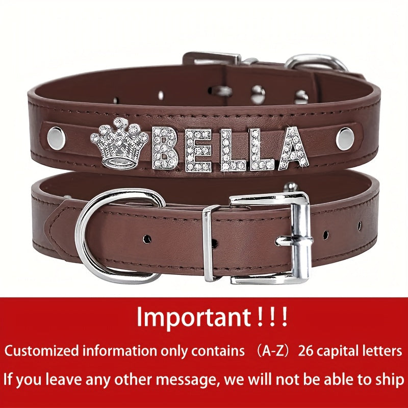 Personalized PU Leather Dog Collar with Pendant Tag - Custom ID Collar for Small Medium Large Dogs Cats XS S M L 8 Colors Stylish Pet Accessory Gift White Black Pink Blue Purple