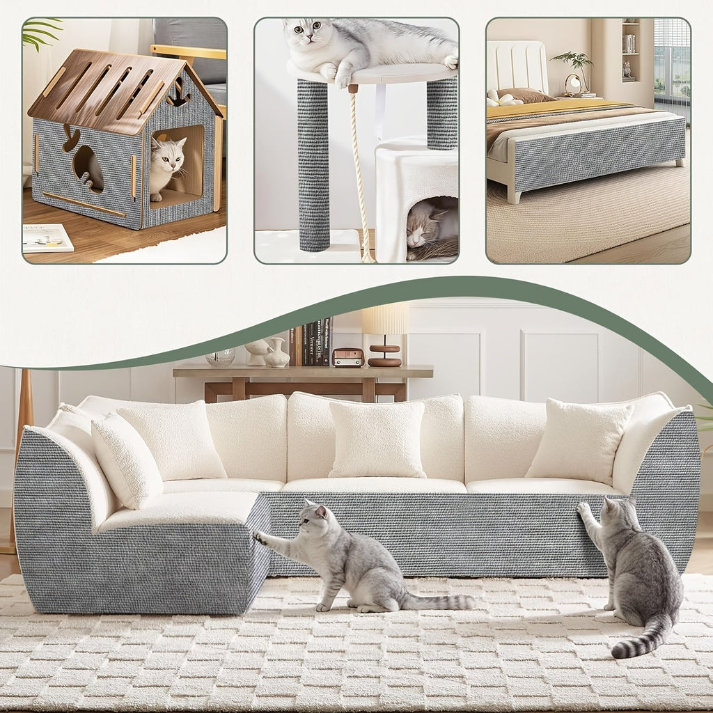 Cat Scratch Furniture Protectors Self-Adhesive - Trimmable Sofa & Wall Scratch Guards, Durable Cat Scratching Deterrent Pads for Couch, Chair, Door Frame