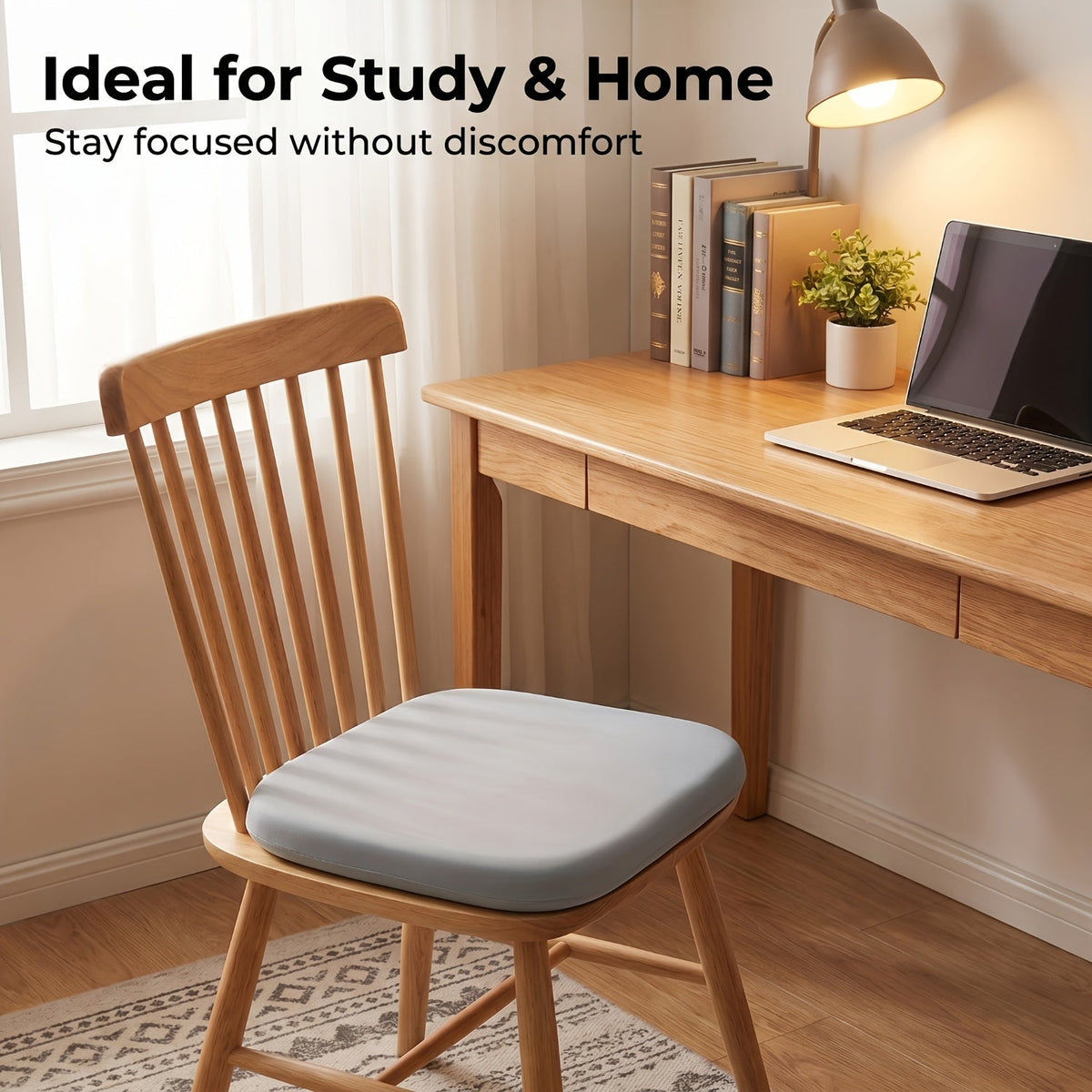1.5-Inch Memory Foam Seat Cushion with Washable Cover – Non-Slip Grip, Pressure Relief & Posture Support for Office Chair, School Desk, Truck & Wheelchair