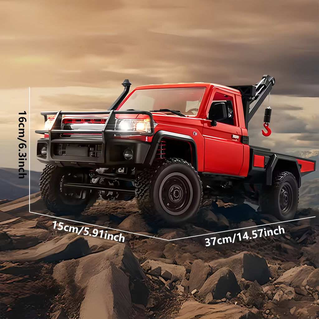 1/12 Scale RC Rock Crawler Pickup Truck 2.4GHz 4WD Off-Road Climbing Car with Functional Crane, Adjustable Hook, Controllable LED Lights, Dual Speed – Ready to Run Remote Control Vehicle Gift for Kids Adults