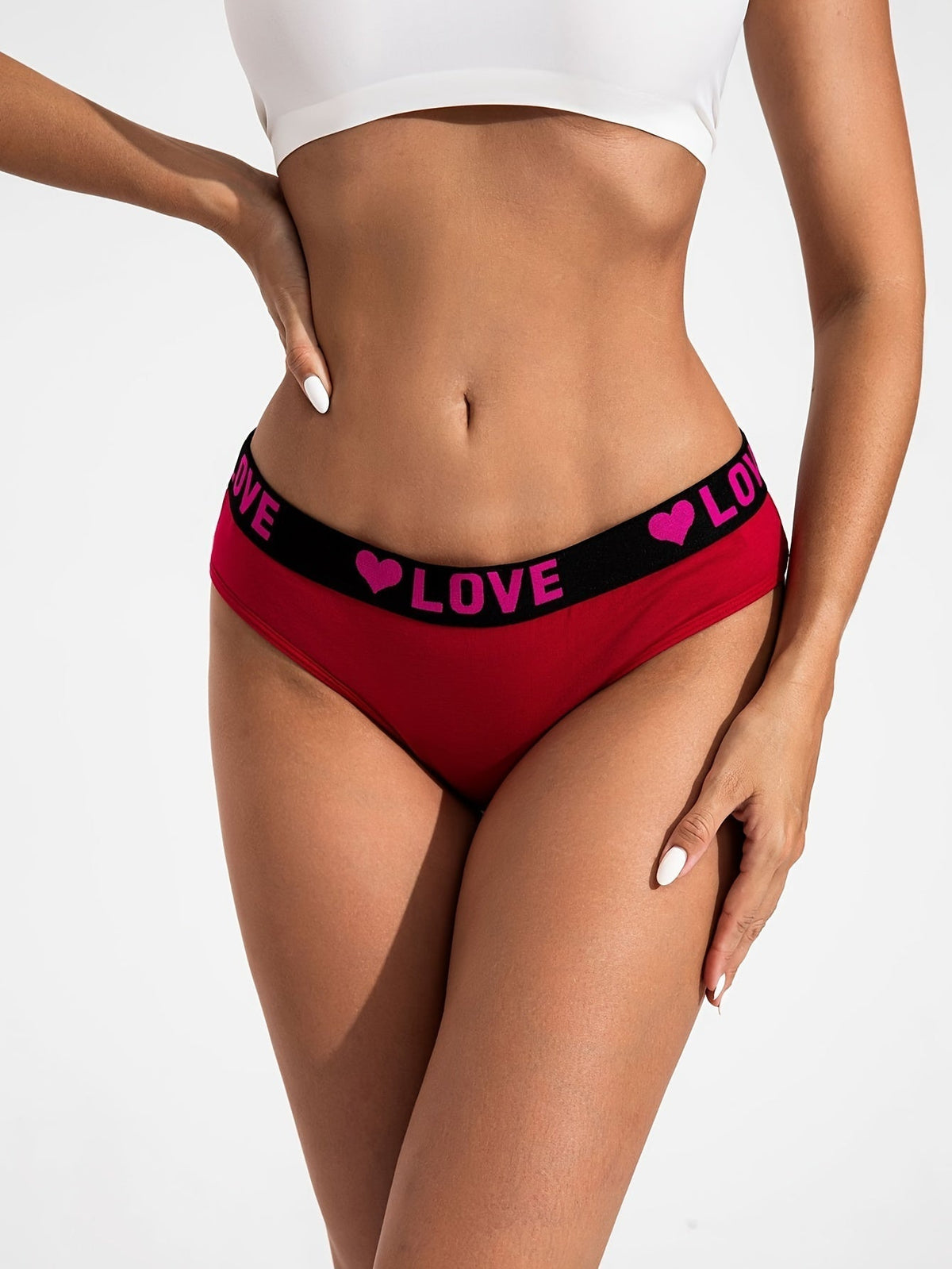 10-Pack Women's Cotton Panties Heart Print Briefs Wide Waistband Breathable Soft Underwear S-5XL Plus Size Ladies Multipack