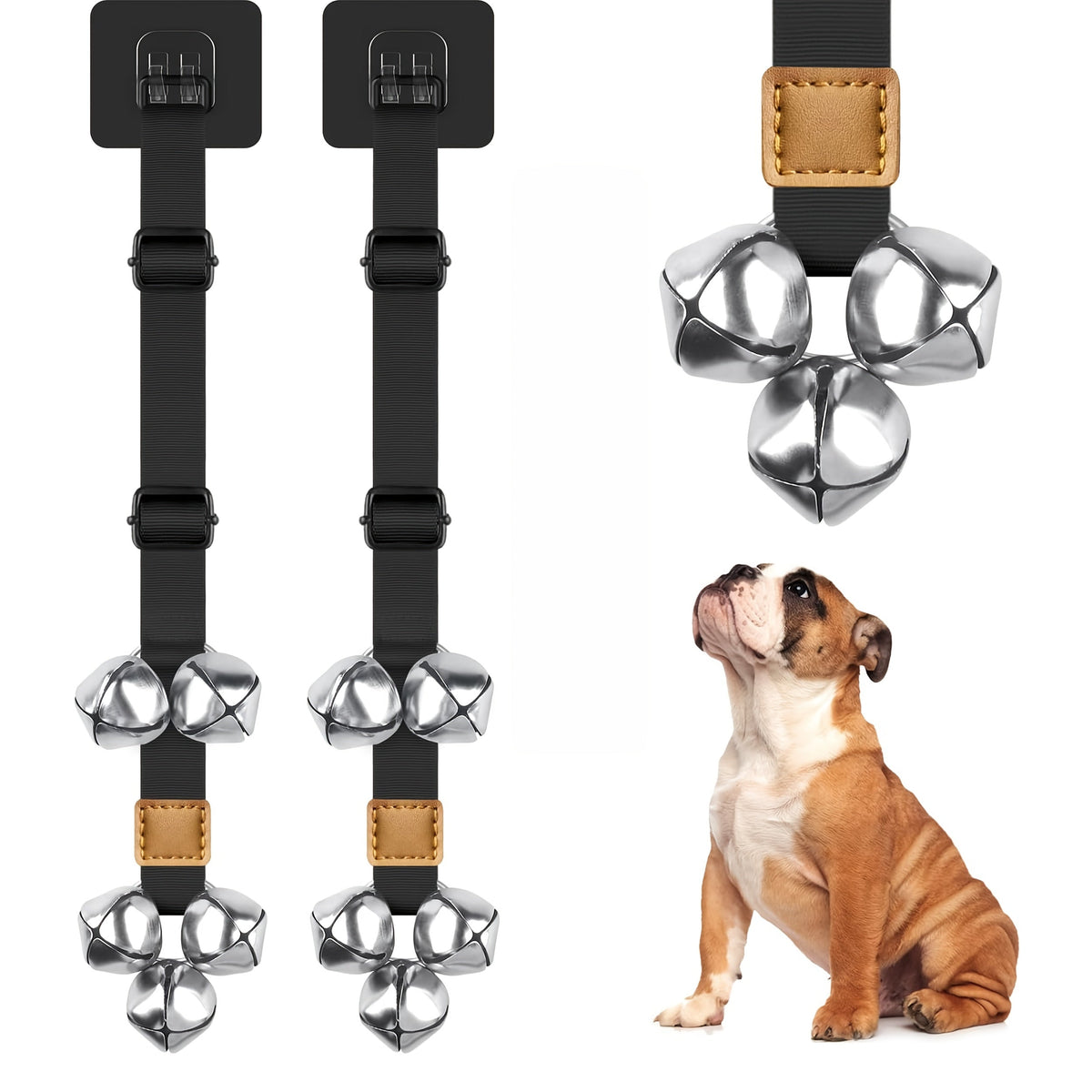 Dog Potty Training Bells for Door – Adjustable Height Doorbell for Dogs to Go Outside, No Battery Needed, Durable Pet Door Bell for Housetraining Puppies & Dogs, Single or Double Pack, Multiple Colors