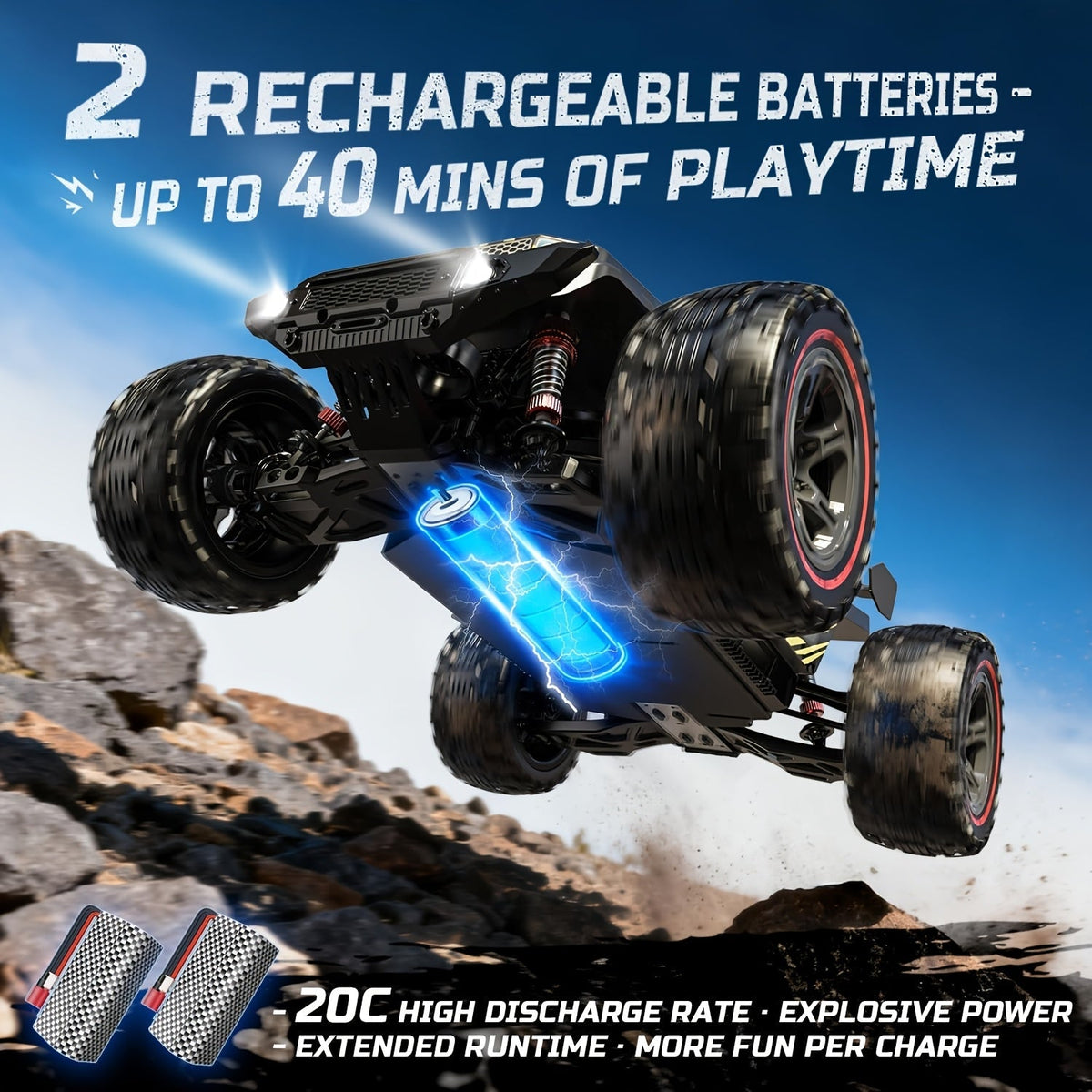 1:10 Brushless RC Car for Adults 37+ MPH - 4WD High Speed Off-Road Monster Truck, 2x3S 11.1V Battery 40-Min Runtime, Metal Gear Servo, Oil-Filled Shocks, Extra Swing Arms | Professional RC Crawler Gift