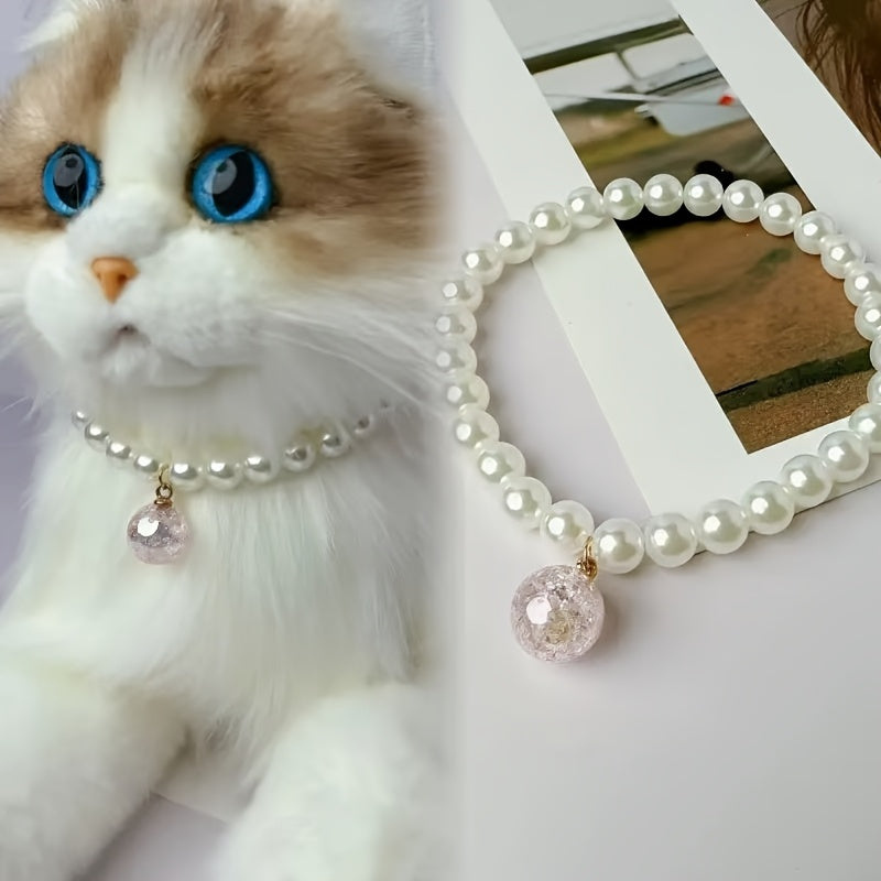 Handmade Cat Necklace Collar with Pendant - Enchanting Adjustable Pet Jewelry Collar for Cats, Cute Kitten Accessory for Birthday Gift, Holiday Gift, Photoshoot & Everyday Wear