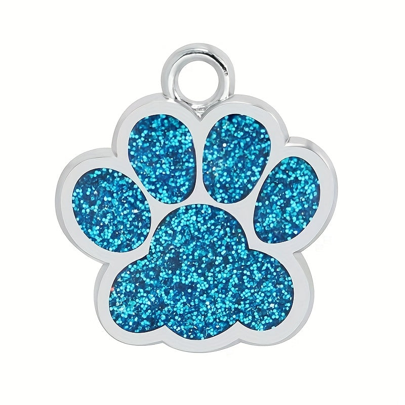 Custom Laser Engraved Dog Tag - Personalized Pet ID Plate with Cat Paw Design, Durable Fade-Resistant ID Tag for Dogs & Cats, 7 Color Options (Silver, Black, Purple, Pink, Red, Blue, Lake Blue)