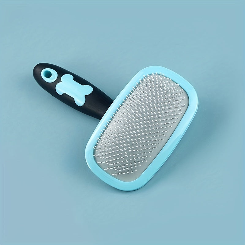 Pet Grooming Comb with Massage Particles - Stainless Steel Bristle Detangling Brush for Dogs & Cats, Removes Tangles & Loose Fur, Gentle Scalp Massage, Large Size (Pink or Blue)