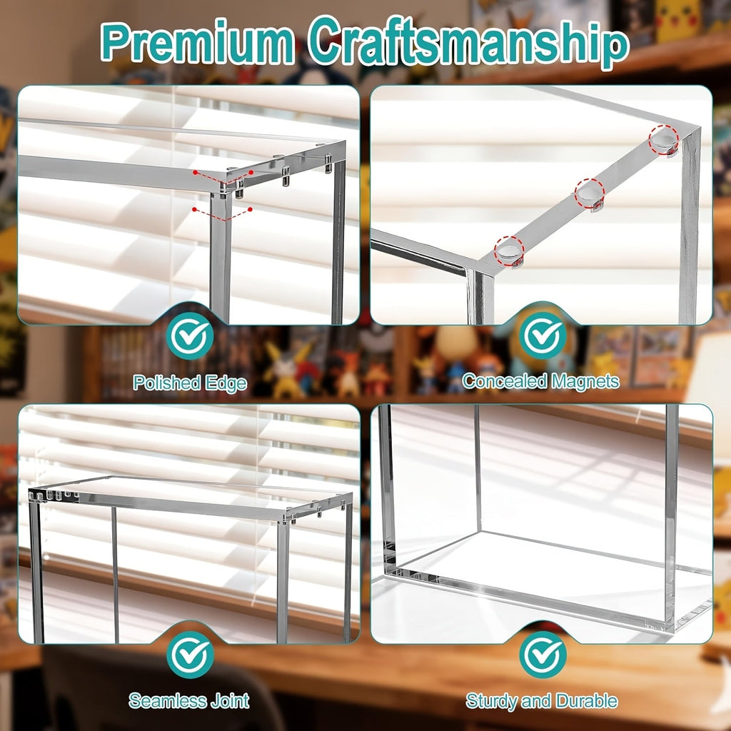 4 Pack ETB Acrylic Display Case for Pokemon Elite Trainer Box – 6mm+3mm Thick Clear Acrylic, Magnetic Lid, UV Resistant, Stackable Design, Collector Protector Box for TCG ETB Storage & Display