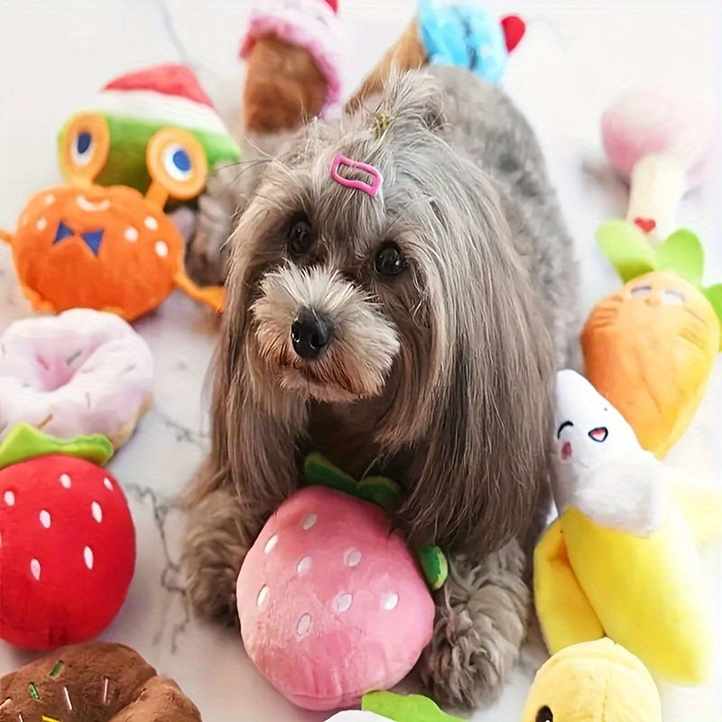 16-Piece Squeaky Plush Dog Toy Set – Cute Random Style Small Pet Plush Toys, No Battery Needed, Soft Squeaker Toys for Small Dogs to Chew & Play, Variety Pack Gift for Puppies & Small Pets