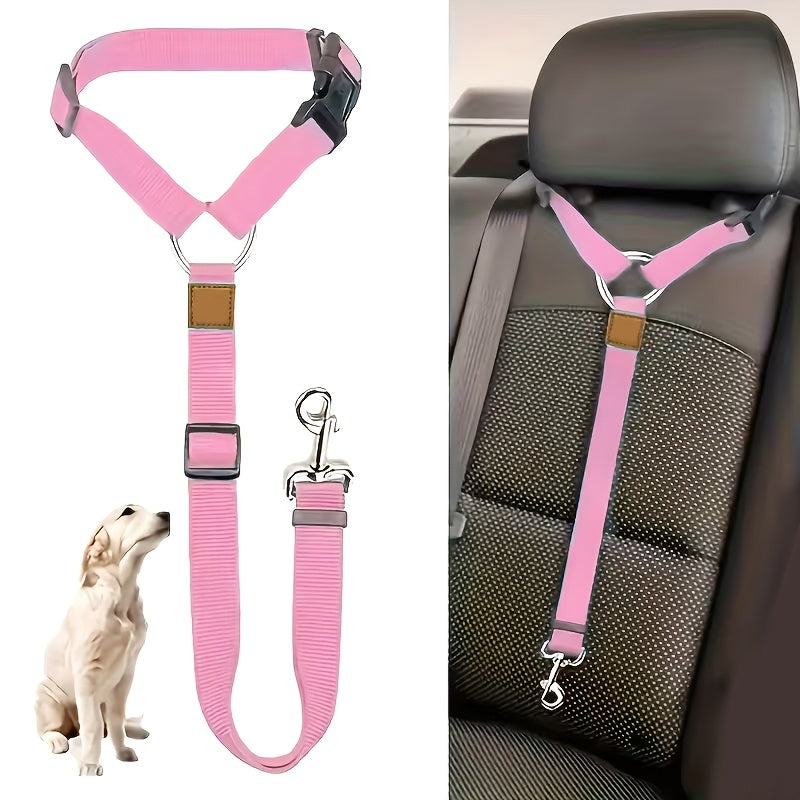 Dog Car Safety Harness Vest - Adjustable Padded Belly Band with Solid Metal Buckle, Ergonomic Support & Auto Seatbelt Clip for Pet Travel, Comfortable Dog Vehicle Restraint for Small Medium & Large Dogs
