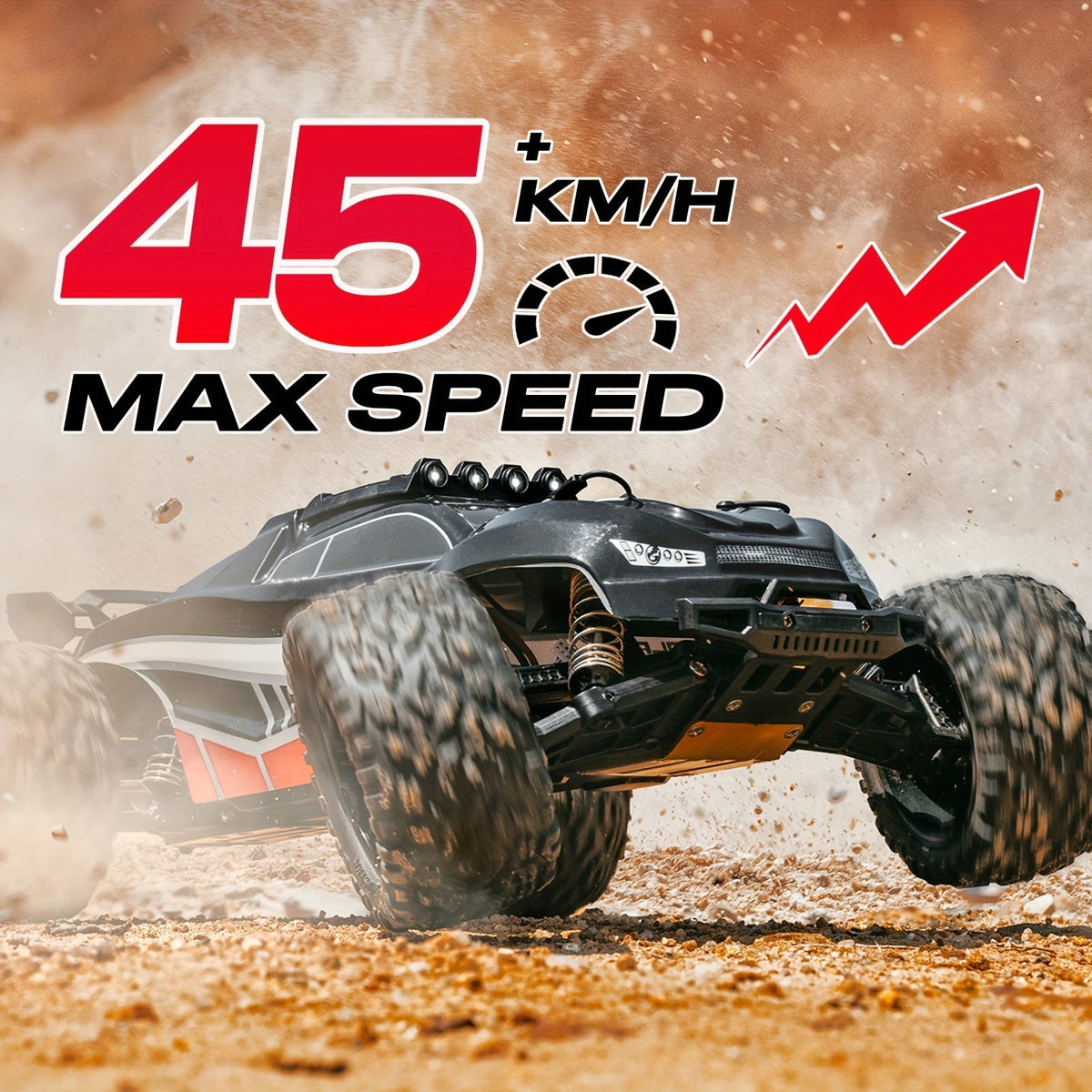 1:8 Scale High Speed Off-Road RC Car 45KM/H – Remote Control Truck with 2.4GHz Controller, LED Headlights, 2600mAh Battery, All Terrain Drift Racing for Adults & Hobbyists