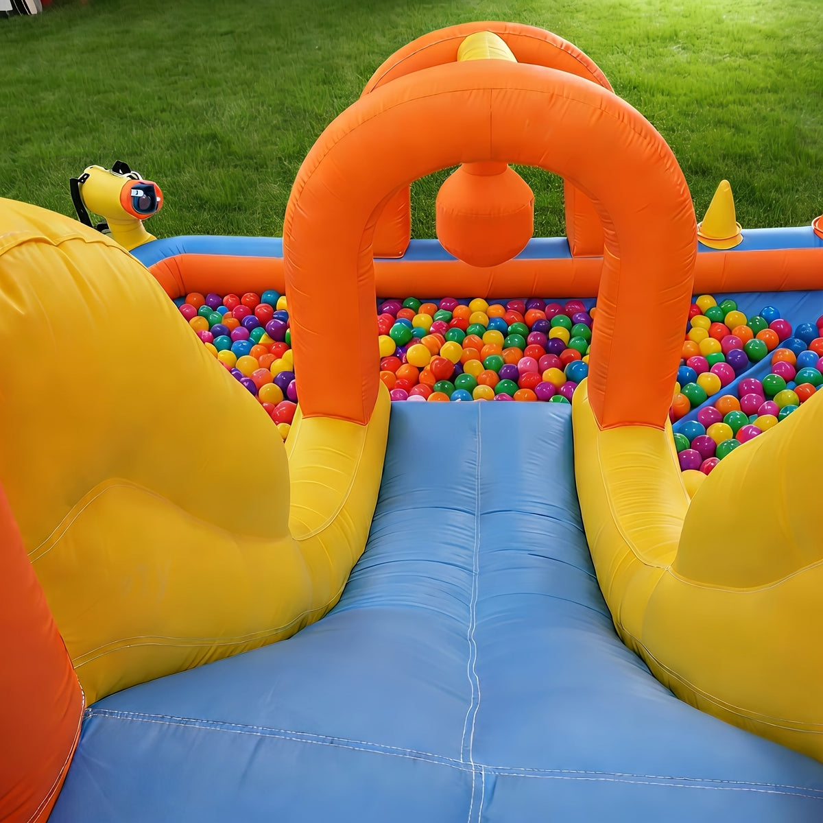 15ft Inflatable Water Park for Kids & Adults – Backyard Obstacle Course with Slide, Tunnel, Boxing, Water Gun, Sprinklers, Climbing Wall, Hoop & Ball Pit – Large Summer Splash Pool Party Fun