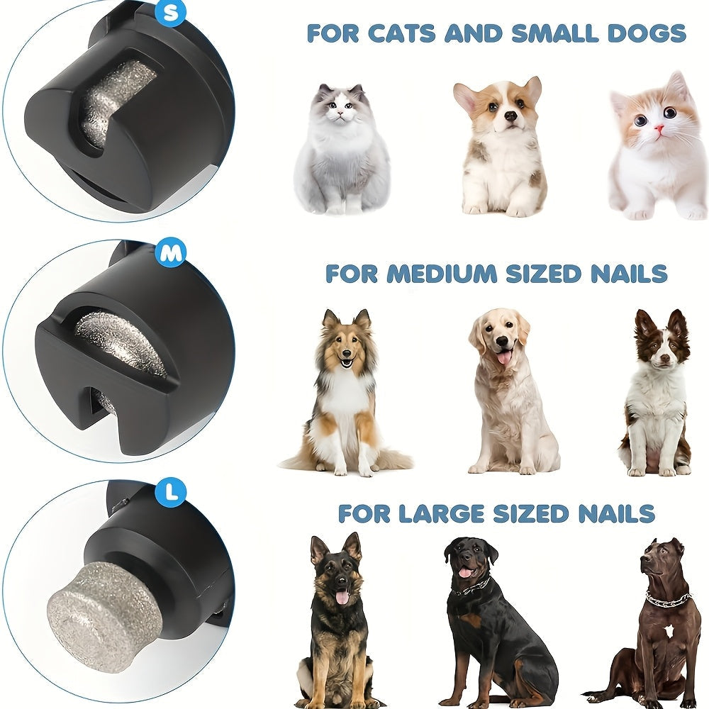 Rechargeable Dog Nail Grinder with LED Light - Quiet Painless Electric Nail Trimmer for Large Medium Small Dogs, 2-Speed Settings, Portable USB Grooming Tool for Home & Travel Pet Nail Care
