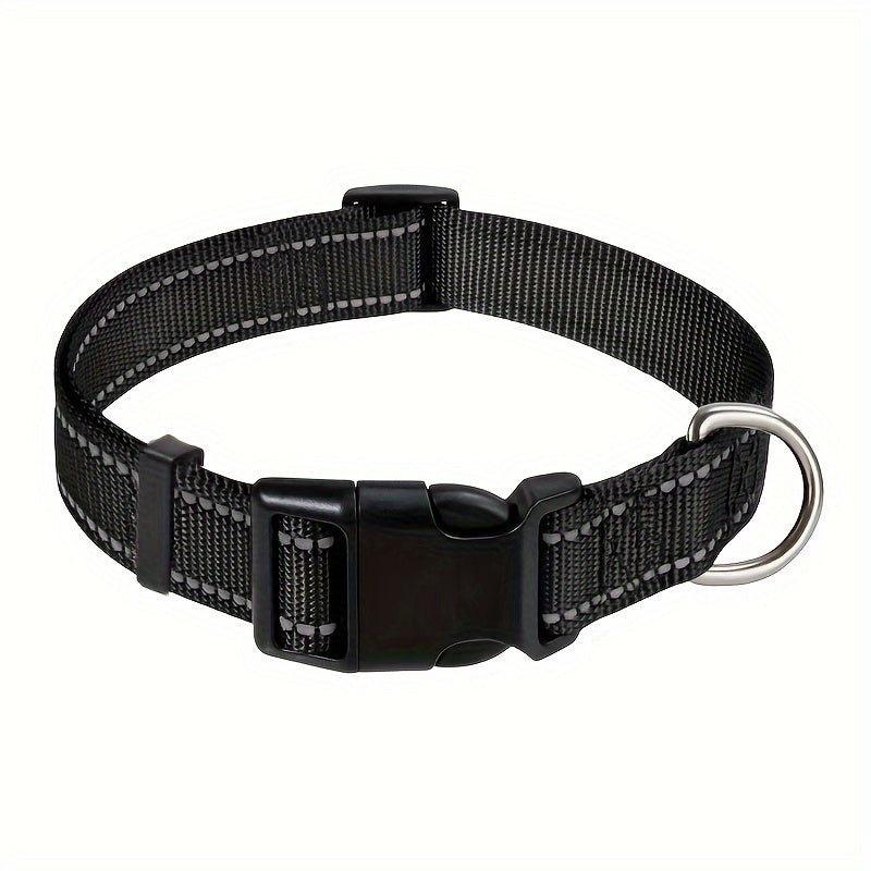 Reflective Adjustable Dog Collar for Small Medium Large Dogs & Cats – Safety Night Visibility Pet Collar with Durable Buckle, Comfortable Everyday Dog Collar