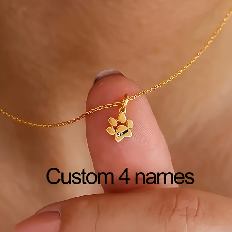 Custom Carved Dog Paw Print Necklace – 1 to 5 Paws Personalized Pet Commemorative Jewelry, Elegant Gift for Pet Lovers for Valentine’s Day, Christmas & All Seasons
