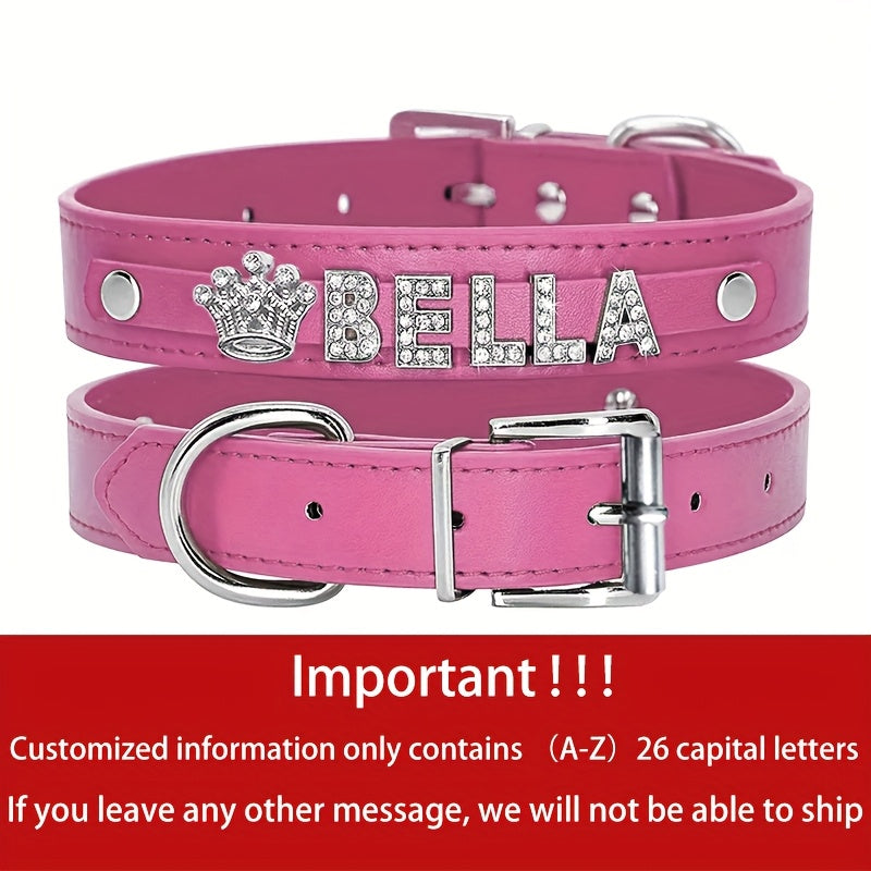 Personalized PU Leather Dog Collar with Pendant Tag - Custom ID Collar for Small Medium Large Dogs Cats XS S M L 8 Colors Stylish Pet Accessory Gift White Black Pink Blue Purple